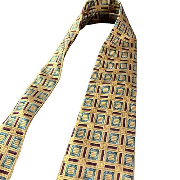 Jos A Bank Orange Mens 100% Silk Geometric Italy Mens Neck Tie 59" x 3.25" - Picture 8 of 16